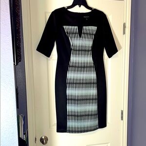 Black and Multicolored Dress by Connected Apparel Size 10 — Elbow Length Sleeve